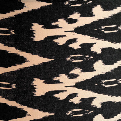 Neutral Matt White Textured Ceramic Table Lamp with 40cm Black & White Tribal Ikat Cotton Drum Shade – Handcrafted Modern Bottle-Shaped Light 72x40x40cm | Click Style