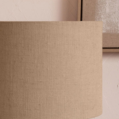Neutral Matt White Textured Ceramic Table Lamp with 40cm Natural Linen Drum Shade – Handcrafted Modern Bottle-Shaped Light 72x40x40cm | Click Style