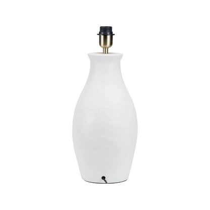 Neutral Matt White Textured Ceramic Table Lamp with 40cm Natural Linen Tapered Shade – Handcrafted Modern Bottle-Shaped Light 69x40x40cm | Click Style