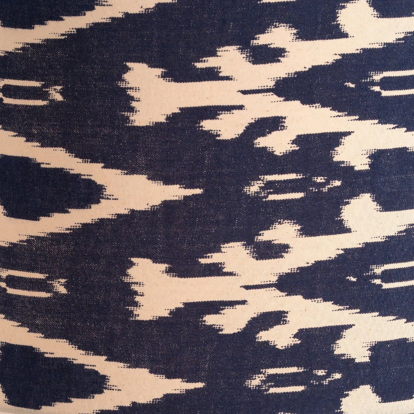 Neutral Matt White Textured Ceramic Table Lamp with 40cm Navy Blue & White Tribal Ikat Cotton Drum Shade – Handcrafted Modern Bottle-Shaped Light 72x40x40cm | Click Style