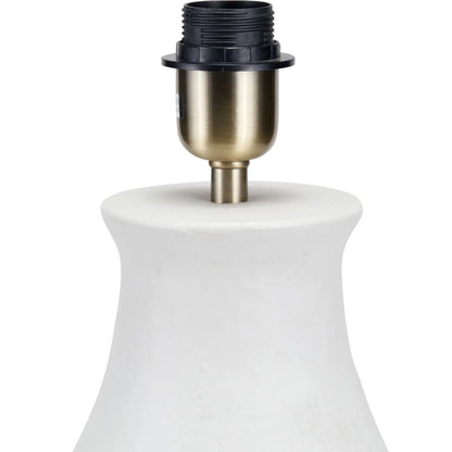 Neutral Matt White Textured Ceramic Table Lamp with 40cm Navy Blue & White Tribal Ikat Cotton Drum Shade – Handcrafted Modern Bottle-Shaped Light 72x40x40cm | Click Style