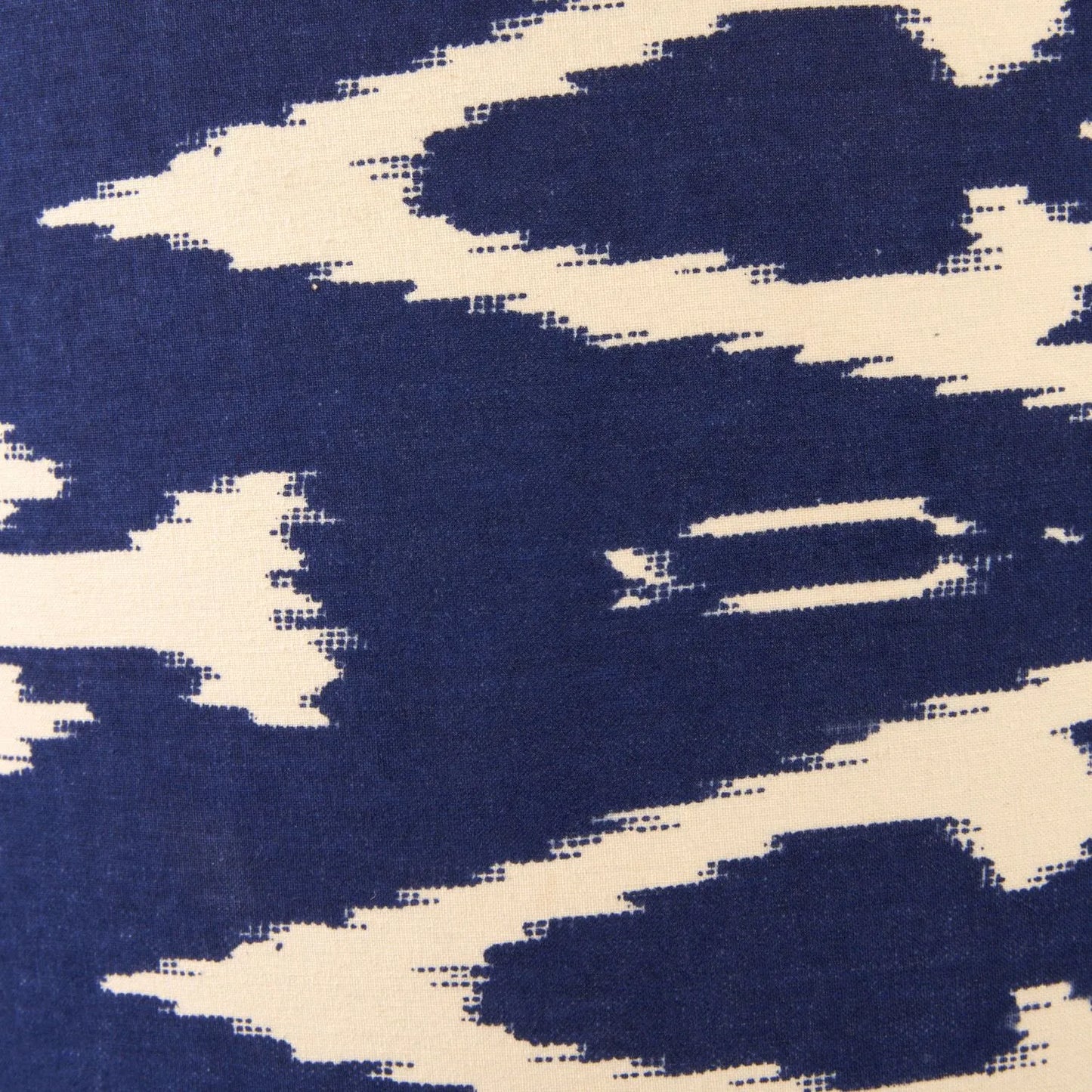 Neutral Matt White Textured Ceramic Table Lamp with 40cm Navy Blue & White Tribal Ikat Cotton Drum Shade – Handcrafted Modern Bottle-Shaped Light 72x40x40cm | Click Style