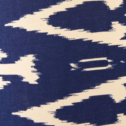 Neutral Matt White Textured Ceramic Table Lamp with 40cm Navy Blue & White Tribal Ikat Cotton Drum Shade – Handcrafted Modern Bottle-Shaped Light 72x40x40cm | Click Style