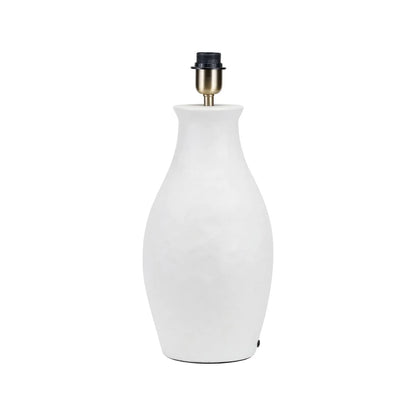 Neutral Matt White Textured Ceramic Table Lamp with 40cm Navy Blue & White Tribal Ikat Cotton Drum Shade – Handcrafted Modern Bottle-Shaped Light 72x40x40cm | Click Style