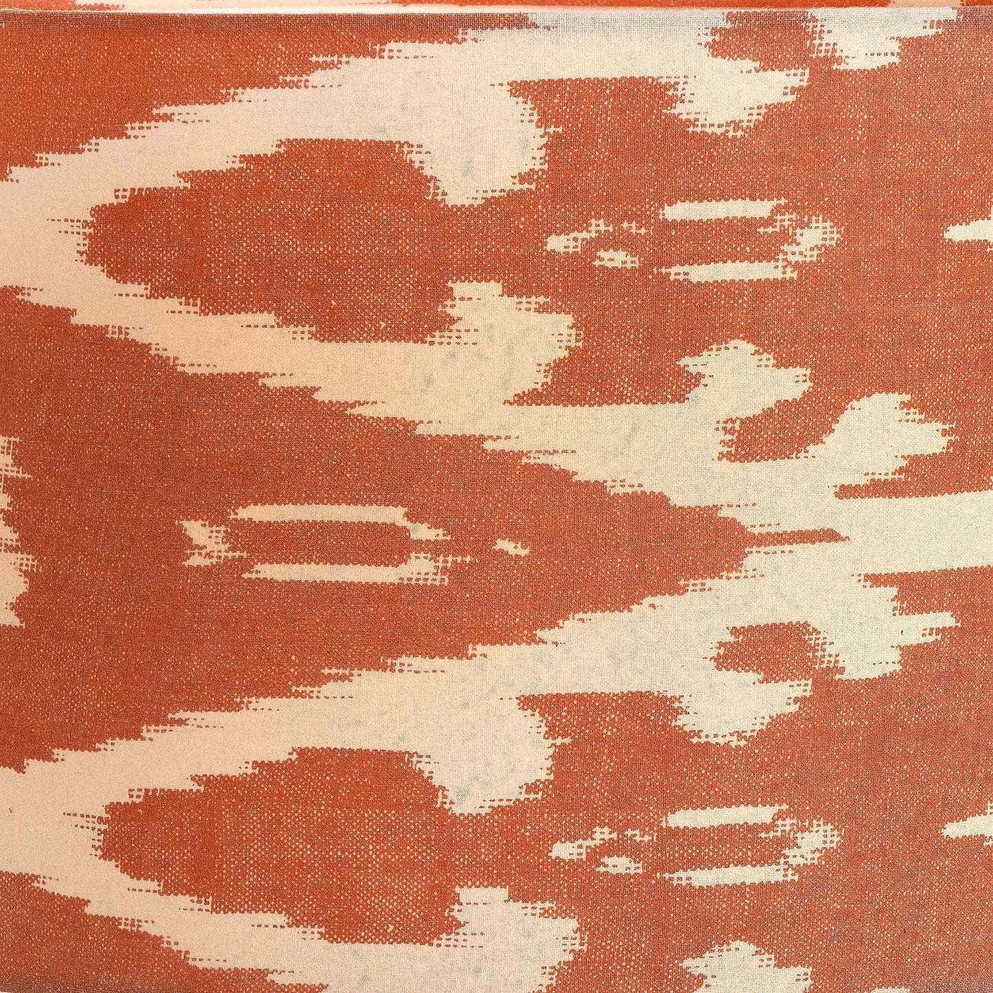 Neutral Matt White Textured Ceramic Table Lamp with 40cm Orange Cinnamon & White Tribal Ikat Cotton Drum Shade – Handcrafted Modern Bottle-Shaped Light 72x40x40cm | Click Style