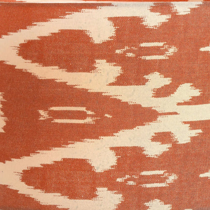 Neutral Matt White Textured Ceramic Table Lamp with 40cm Orange Cinnamon & White Tribal Ikat Cotton Drum Shade – Handcrafted Modern Bottle-Shaped Light 72x40x40cm | Click Style