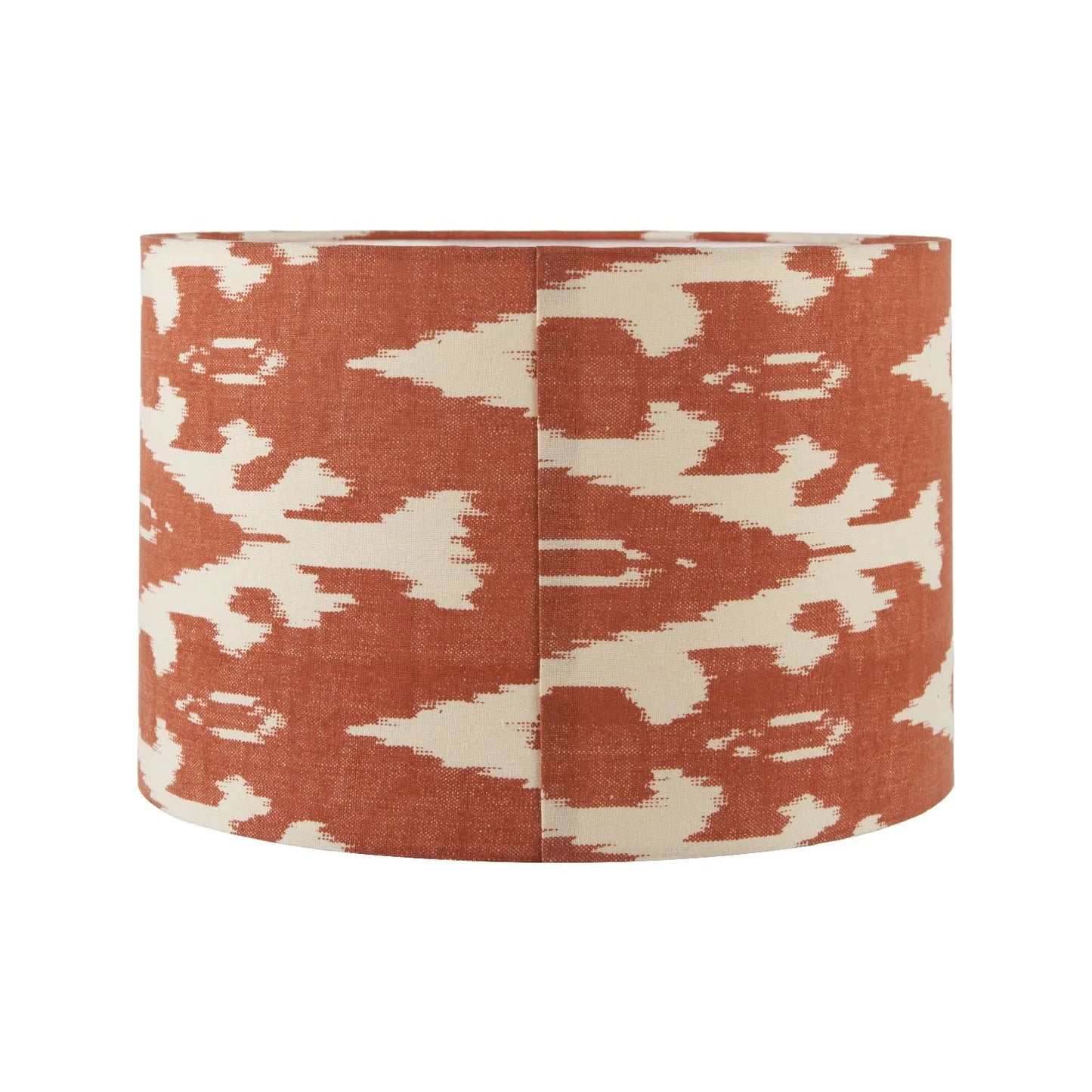 Neutral Matt White Textured Ceramic Table Lamp with 40cm Orange Cinnamon & White Tribal Ikat Cotton Drum Shade – Handcrafted Modern Bottle-Shaped Light 72x40x40cm | Click Style