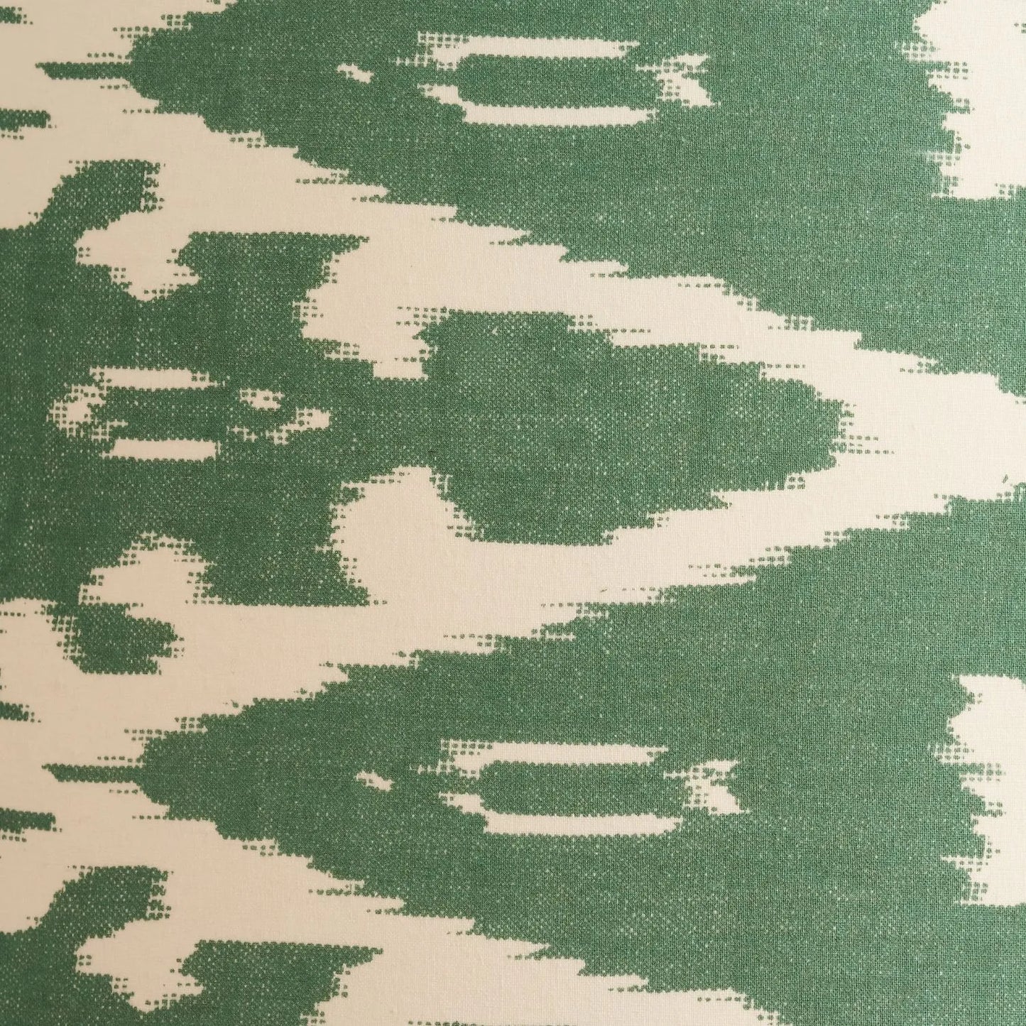 Neutral Matt White Textured Ceramic Table Lamp with 40cm Sage Green & White Tribal Ikat Cotton Drum Shade – Handcrafted Modern Bottle-Shaped Light 72x40x40cm | Click Style