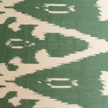 Neutral Matt White Textured Ceramic Table Lamp with 40cm Sage Green & White Tribal Ikat Cotton Drum Shade – Handcrafted Modern Bottle-Shaped Light 72x40x40cm | Click Style