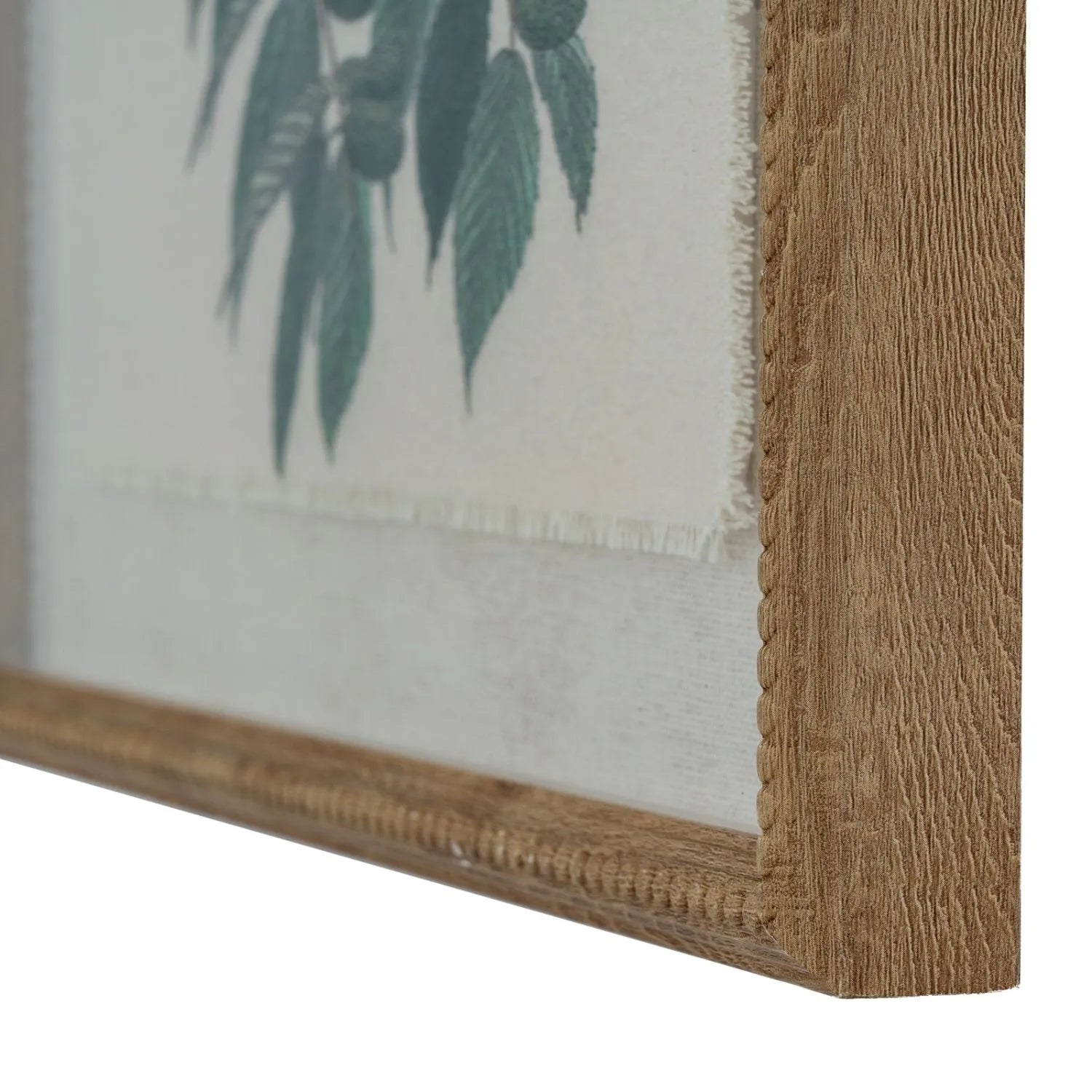 Neutral Ornithological Wood Warbler Bird Print with Linen Background – Beaded Wooden Frame Framed Wall Art 40x50x2cm | Click Style