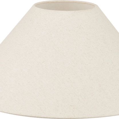 Neutral White Art Deco Scallop Fan Ceramic Table Lamp with Natural Beige Hopsack Empire Tapered Shade – Decorative Sculpted Lighting 46x45x45cm | Click Style