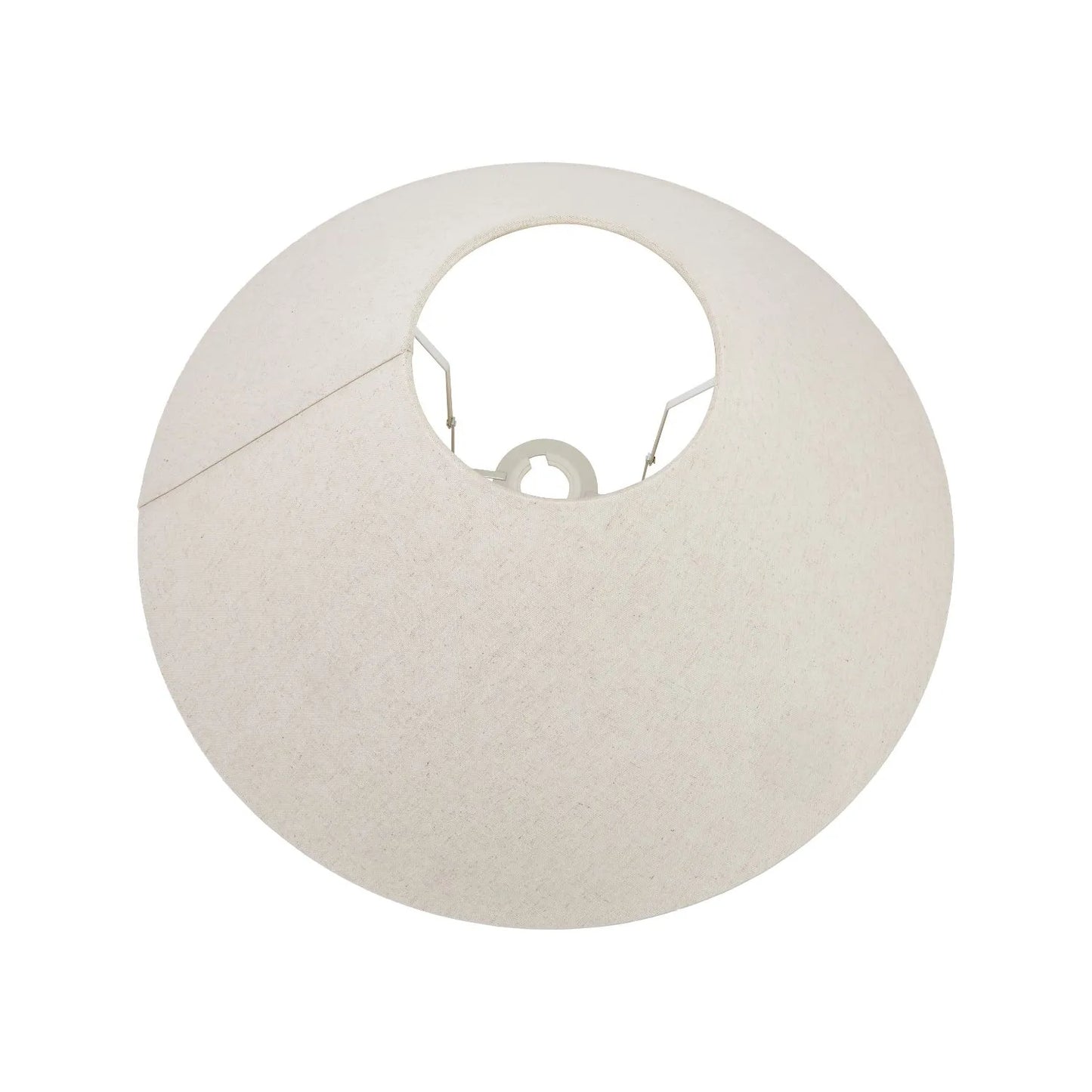 Neutral White Art Deco Scallop Fan Ceramic Table Lamp with Natural Beige Hopsack Empire Tapered Shade – Decorative Sculpted Lighting 46x45x45cm | Click Style