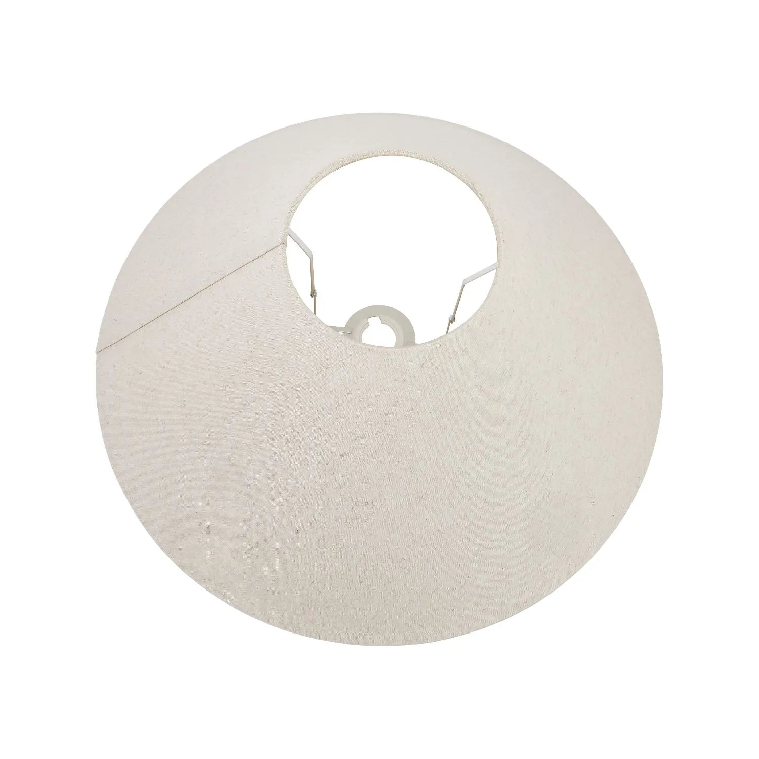 Neutral White Art Deco Scallop Fan Ceramic Table Lamp with Natural Beige Hopsack Empire Tapered Shade – Decorative Sculpted Lighting 46x45x45cm | Click Style