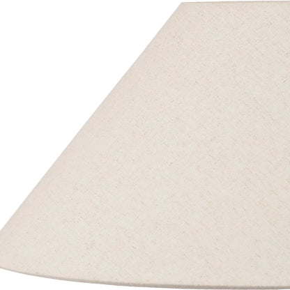 Neutral White Art Deco Scallop Fan Ceramic Table Lamp with Natural Beige Hopsack Empire Tapered Shade – Decorative Sculpted Lighting 46x45x45cm | Click Style