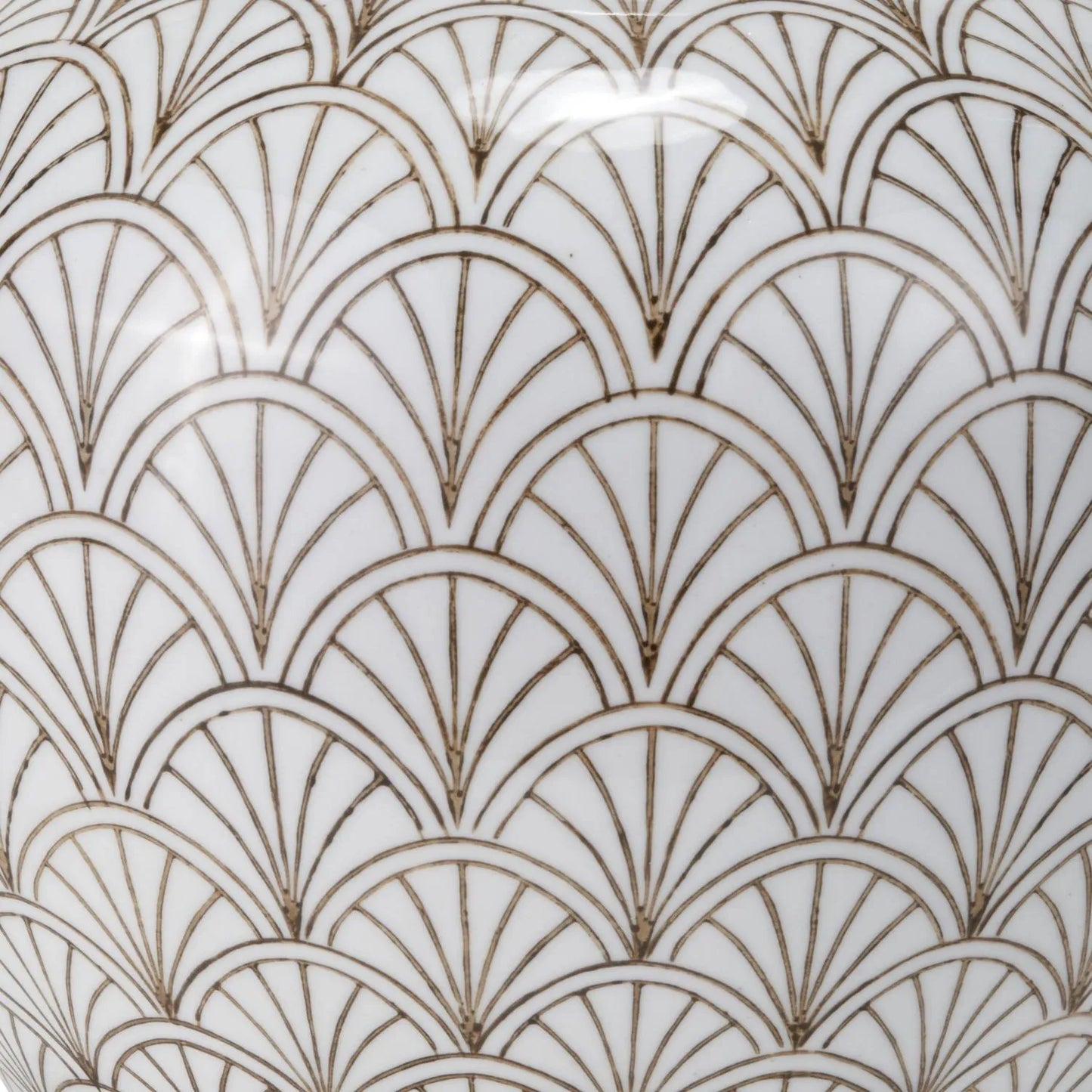 Neutral White Art Deco Scallop Fan Ceramic Table Lamp with Pistachio Green Linen Tapered Shade – Decorative Sculpted Lighting 48x35x35cm | Click Style