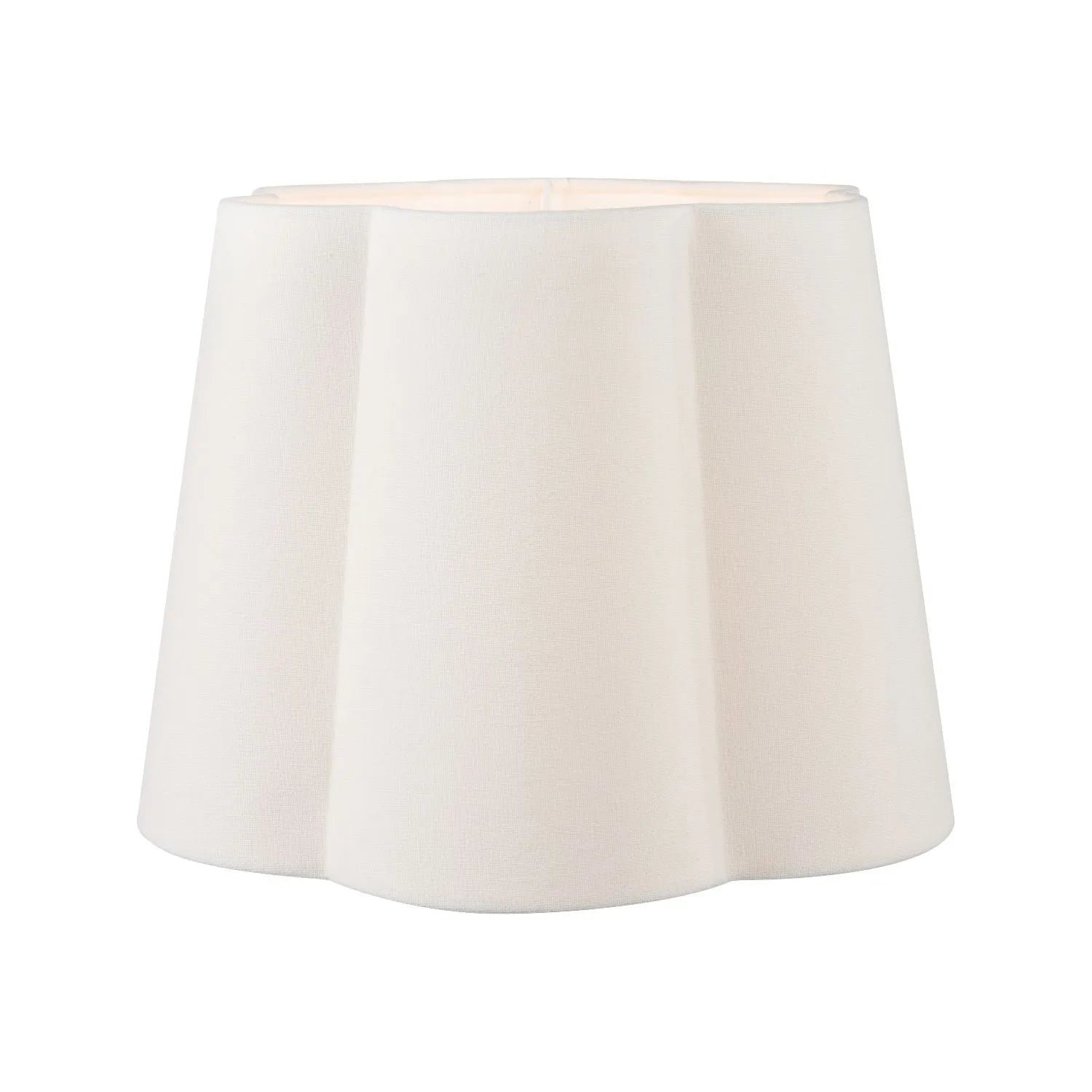 Neutral White Art Deco Scallop Fan Ceramic Table Lamp with White Handloom Cotton Scalloped Tapered Shade – Decorative Sculpted Lighting 51x35x35cm | Click Style