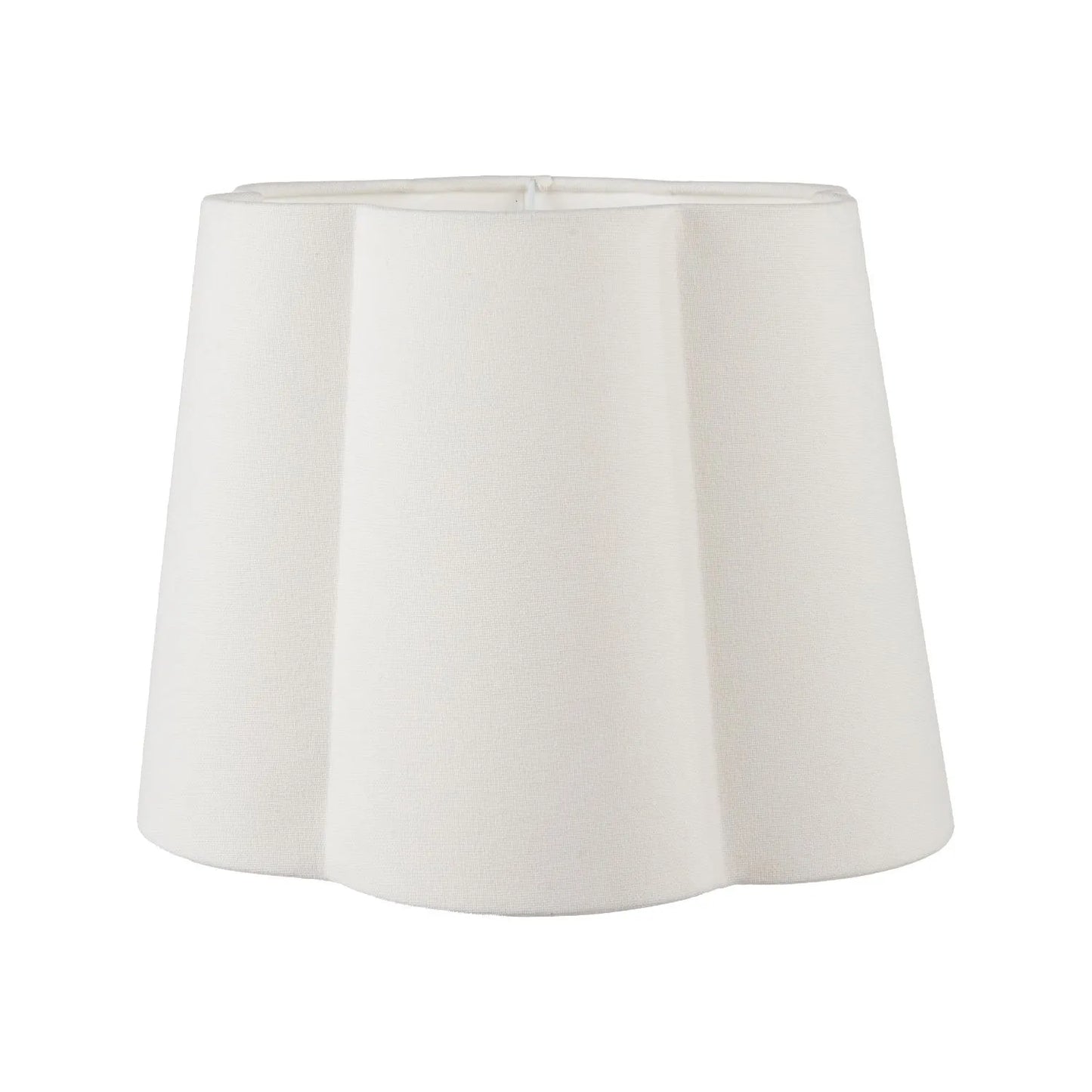 Neutral White Art Deco Scallop Fan Ceramic Table Lamp with White Handloom Cotton Scalloped Tapered Shade – Decorative Sculpted Lighting 51x35x35cm | Click Style