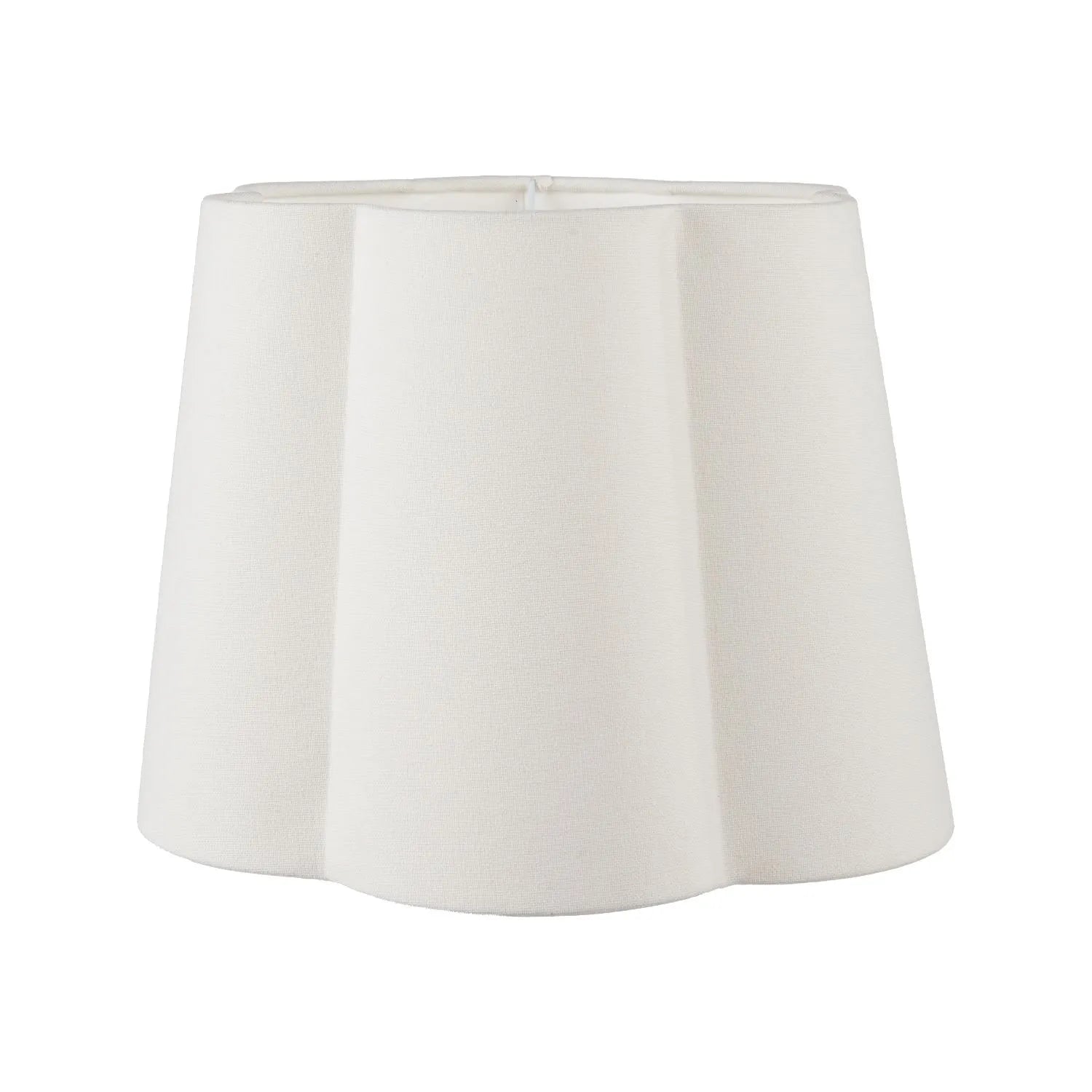 Neutral White Art Deco Scallop Fan Ceramic Table Lamp with White Handloom Cotton Scalloped Tapered Shade – Decorative Sculpted Lighting 51x35x35cm | Click Style