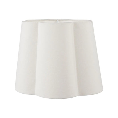 Neutral White Art Deco Scallop Fan Ceramic Table Lamp with White Handloom Cotton Scalloped Tapered Shade – Decorative Sculpted Lighting 51x35x35cm | Click Style