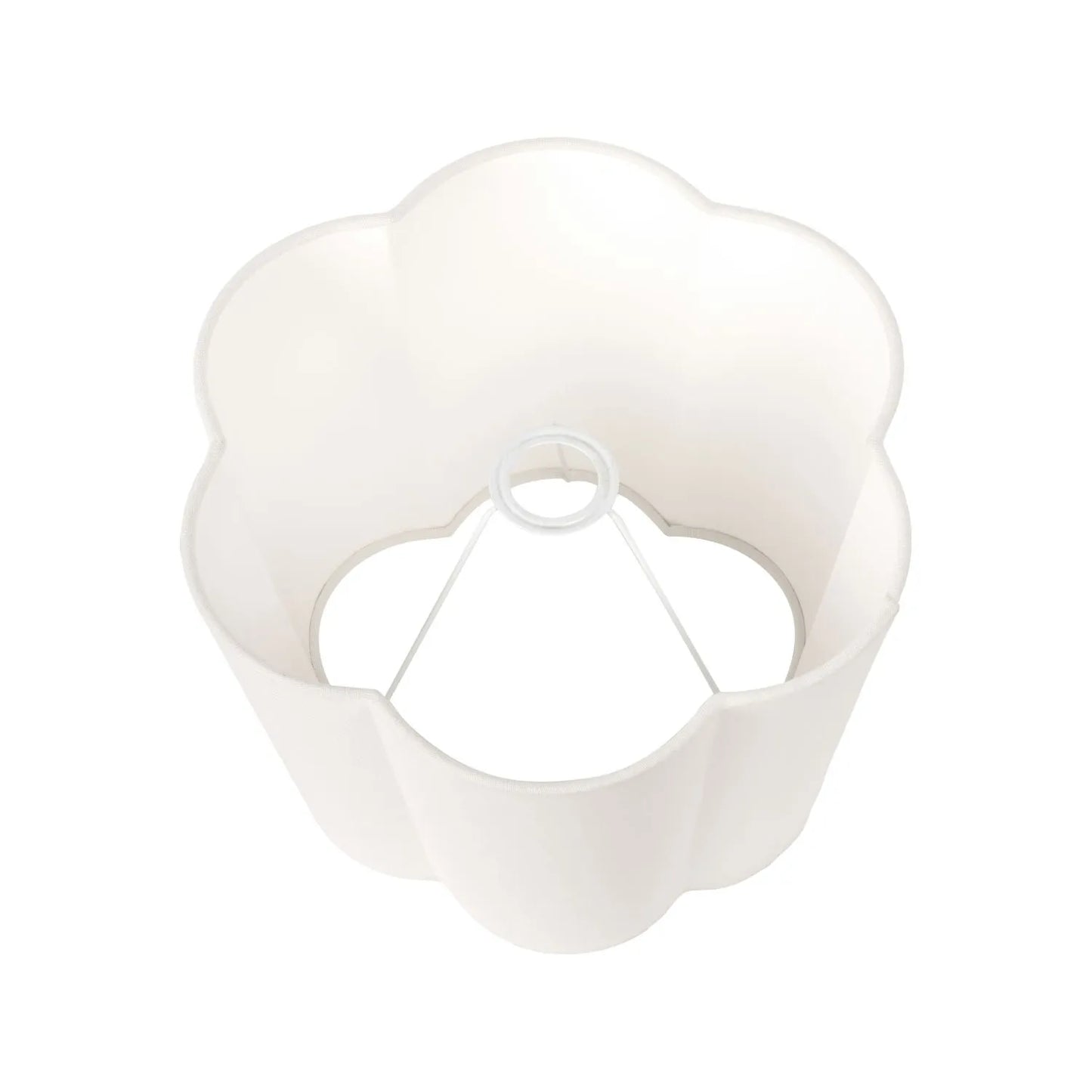 Neutral White Art Deco Scallop Fan Ceramic Table Lamp with White Handloom Cotton Scalloped Tapered Shade – Decorative Sculpted Lighting 51x35x35cm | Click Style