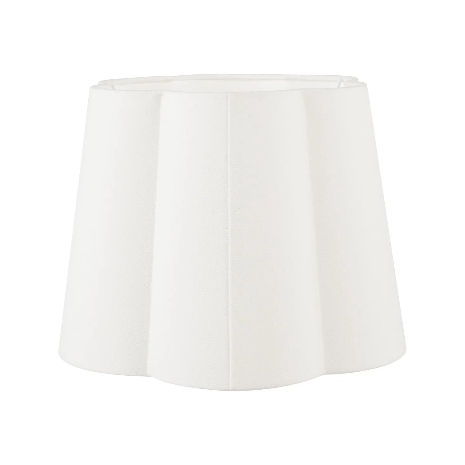 Neutral White Art Deco Scallop Fan Ceramic Table Lamp with White Handloom Cotton Scalloped Tapered Shade – Decorative Sculpted Lighting 51x35x35cm | Click Style