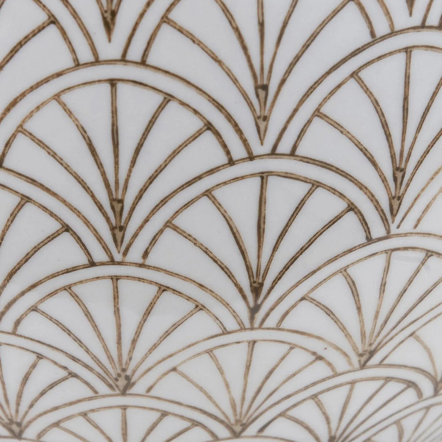 Neutral White Art Deco Scallop Fan Ceramic Vase with Rounded Urn Shape – Decorative Patterned Vase for Modern & Contemporary Homes 22x23x23cm | Click Style