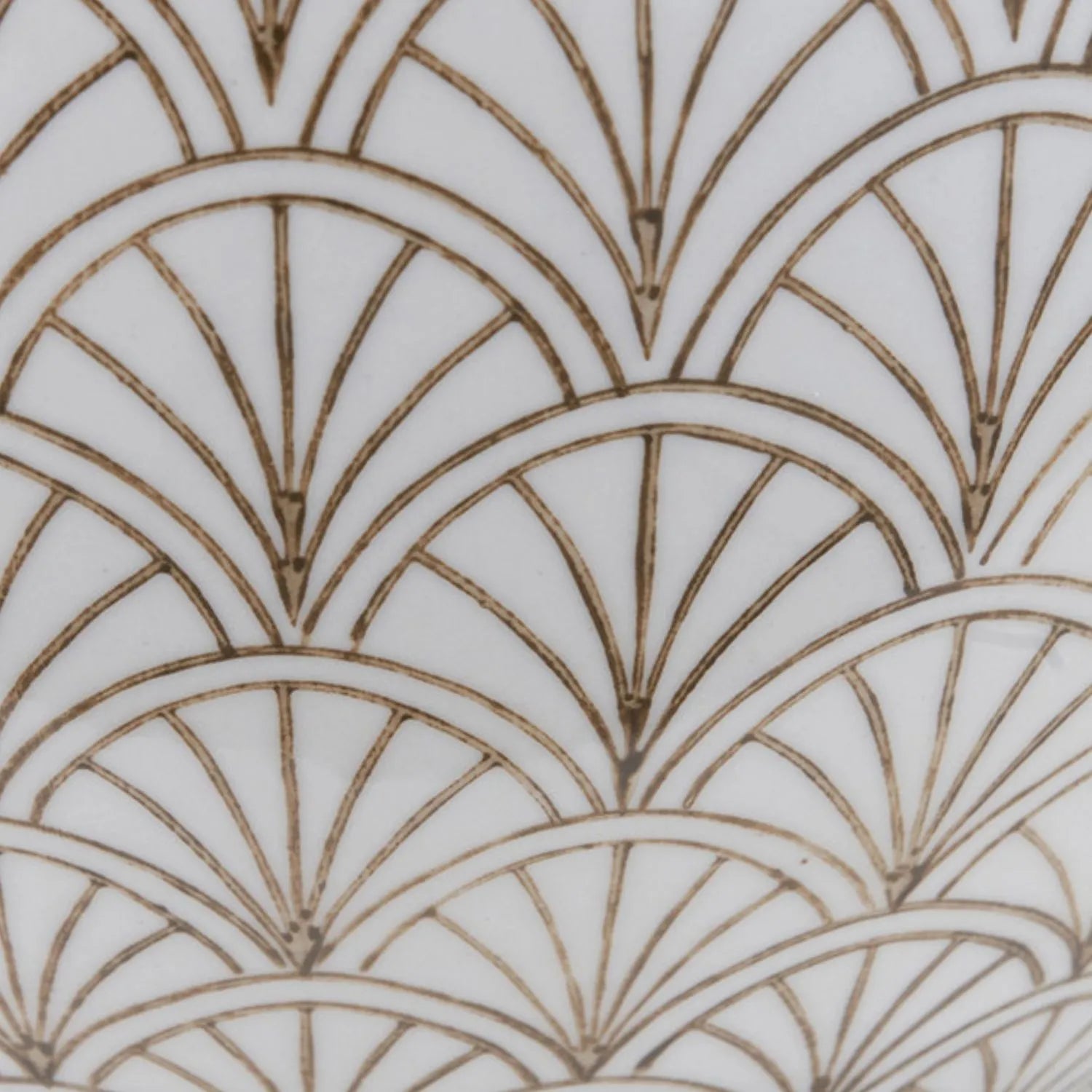 Neutral White Art Deco Scallop Fan Ceramic Vase with Rounded Urn Shape – Decorative Patterned Vase for Modern & Contemporary Homes 22x23x23cm | Click Style