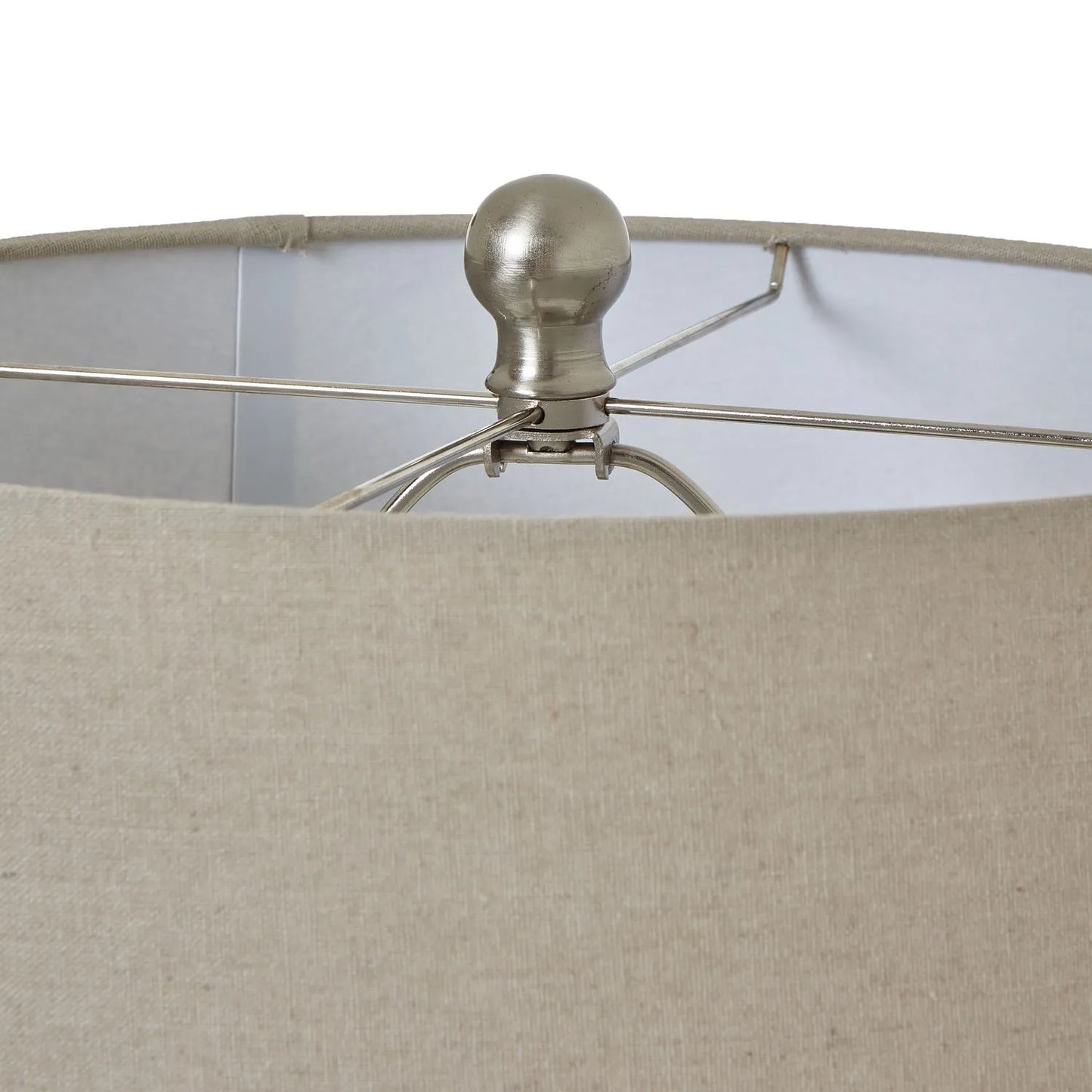 Neutral White Ceramic Table Lamp with Embossed Diamond Pattern & Linen Tapered Lampshade - Coastal Lighting 71x40cm - Click Style