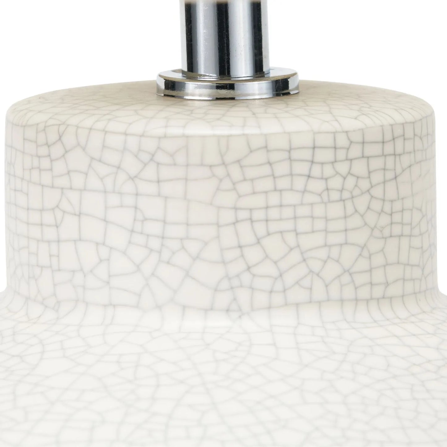 Neutral White Crackle-Effect Ceramic Table Lamp with White Linen Drum Shade – Sculptural Stoneware Table Light 38x28x28cm | Click Style