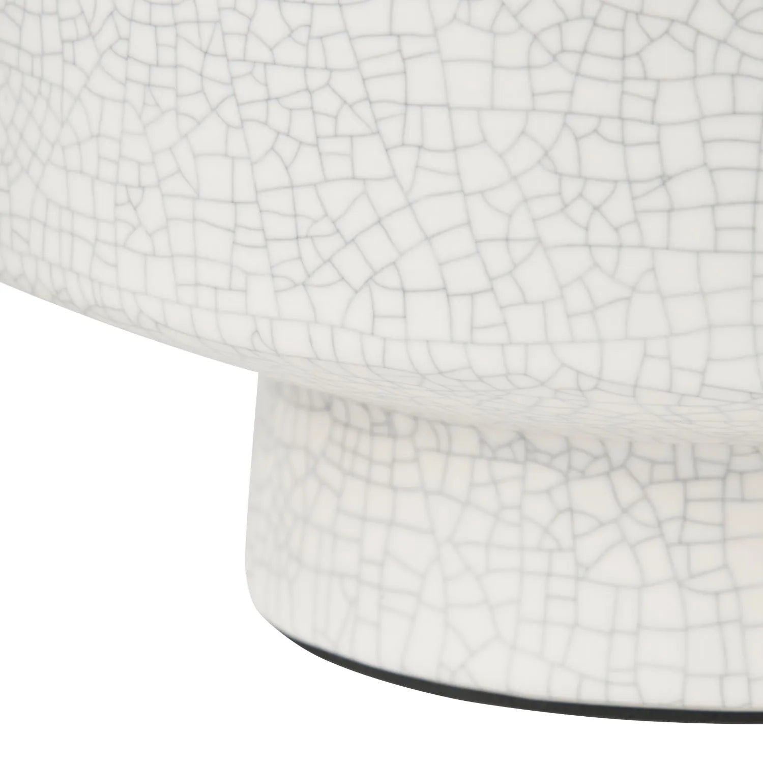 Neutral White Crackle-Effect Ceramic Table Lamp with White Linen Drum Shade – Sculptural Stoneware Table Light 38x28x28cm | Click Style