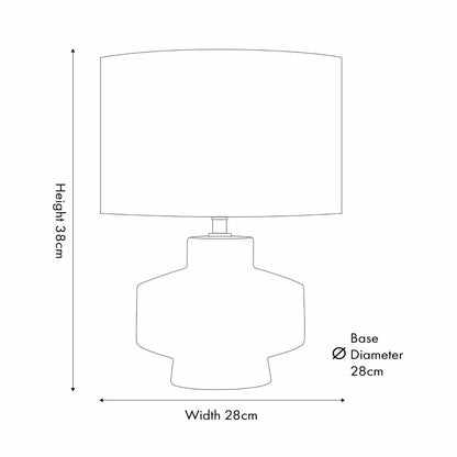 Neutral White Crackle-Effect Ceramic Table Lamp with White Linen Drum Shade – Sculptural Stoneware Table Light Dimensions 38x28x28cm | Click Style