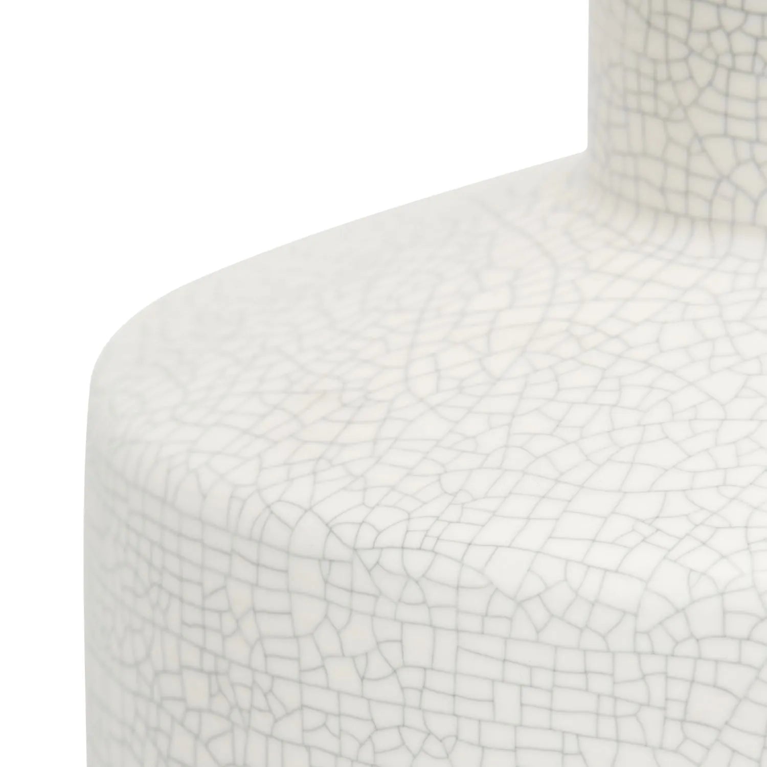 Neutral White Crackle-Effect Ceramic Table Lamp with White Linen Drum Shade – Sculptural Stoneware Table Light 38x28x28cm | Click Style