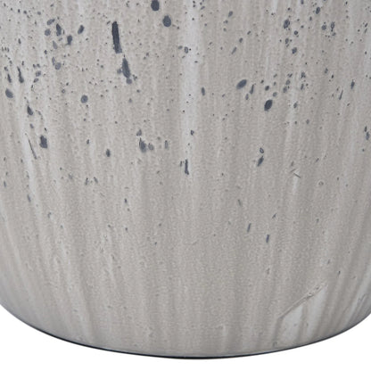 Neutral White & Grey Flecked Ceramic Table Lamp with White Tapered Cotton Shade – Distressed Stoneware-Effect Table Light 54x36x36cm | Click Style