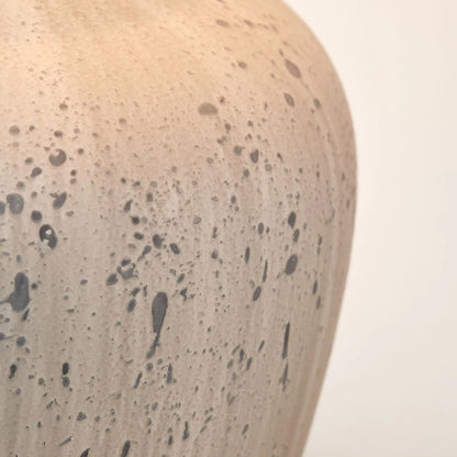 Neutral White & Grey Flecked Ceramic Table Lamp with White Tapered Cotton Shade – Distressed Stoneware-Effect Table Light 54x36x36cm | Click Style