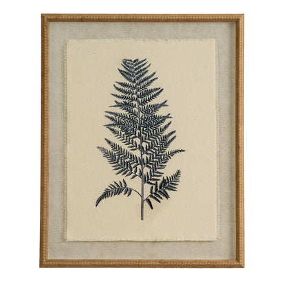 Neutral Botanical Black Beech Fern Frond Print Framed Wall Art with Beaded Wooden Frame 40x50x2cm | Click Style