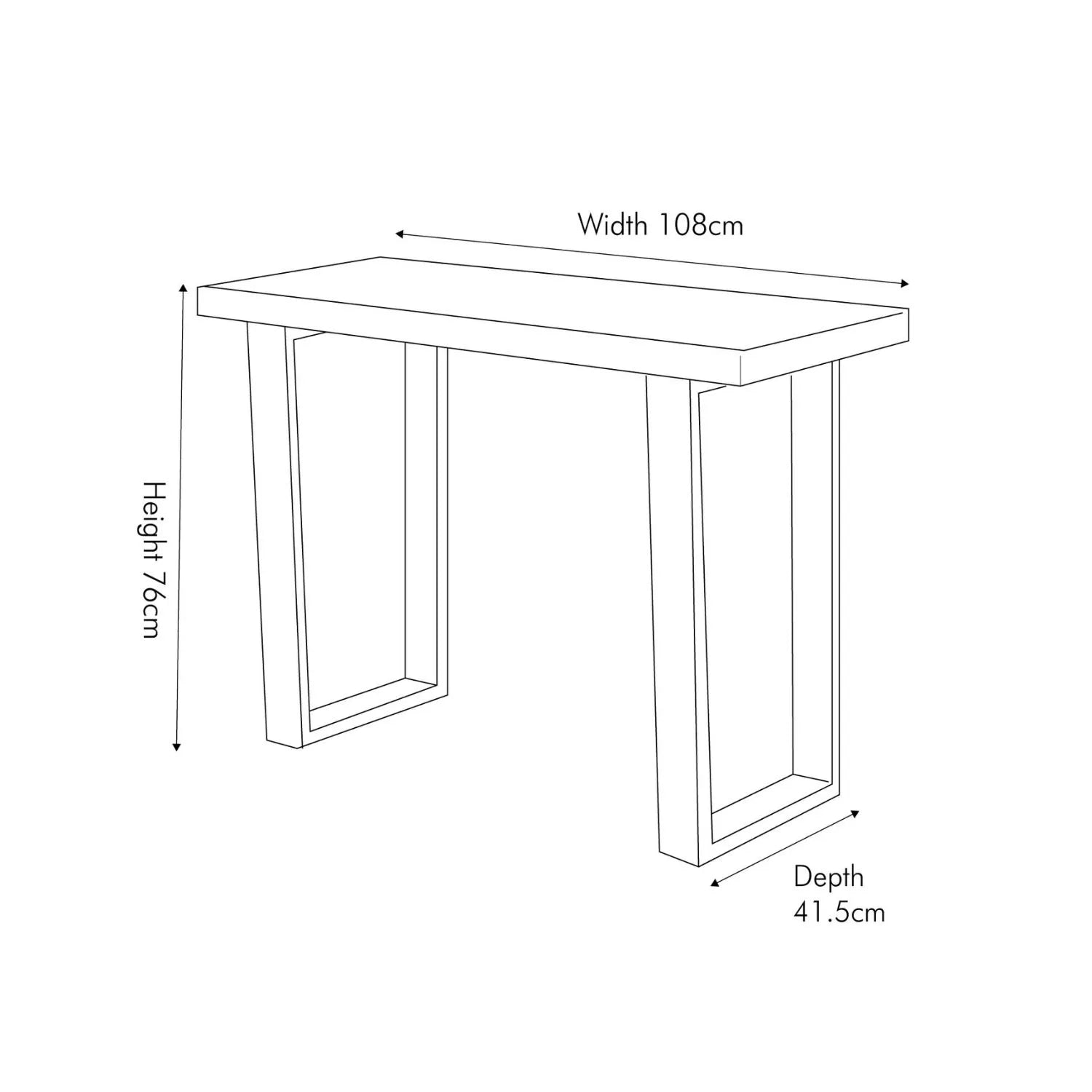 Oak-Toned Mango Wood Console Table with Black Metal Frame – Modern Industrial Hallway Table Dimensions 108x76x41cm | Click Style