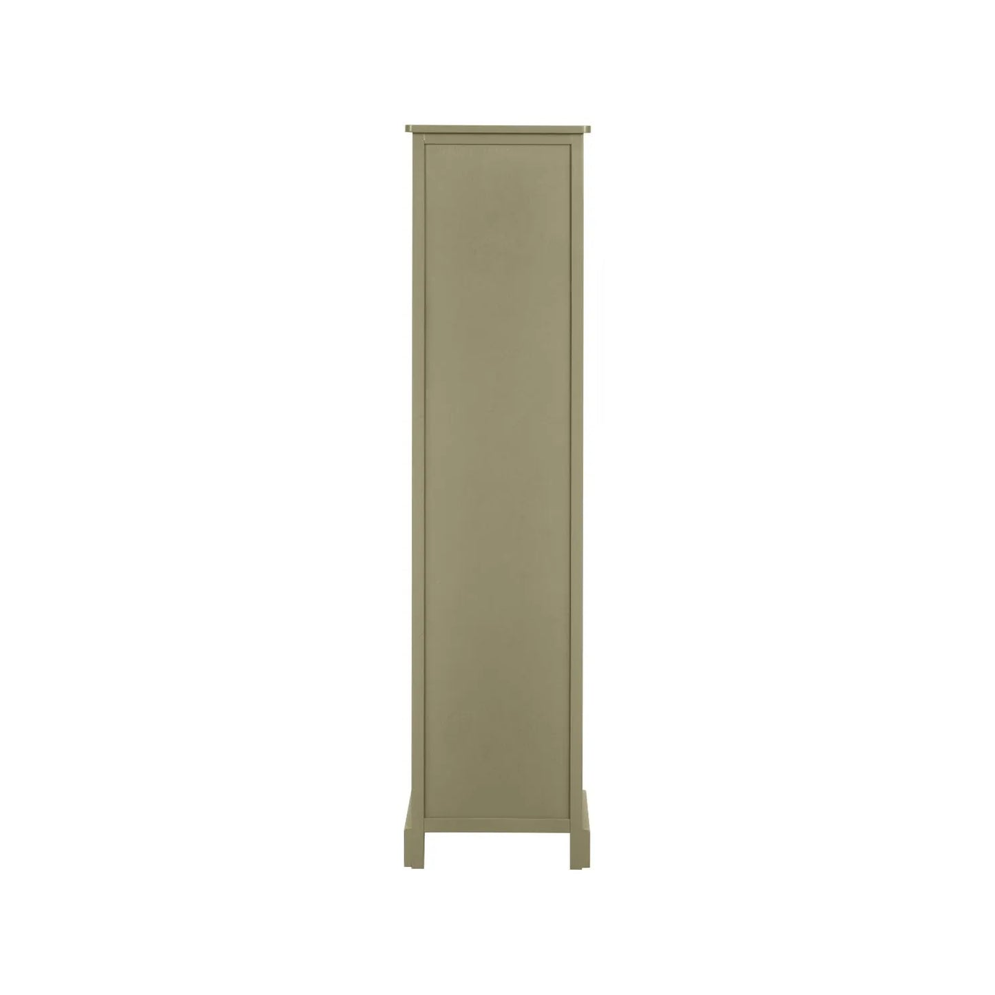 Olive Green Pine Wood 1 Door 3 Shelf Display Storage Unit with Matt Black Door Knob back view 153x38x30cm | Click Style