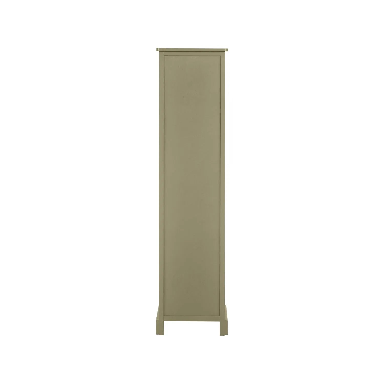 Olive Green Pine Wood 1 Door 3 Shelf Display Storage Unit with Matt Black Door Knob back view 153x38x30cm | Click Style