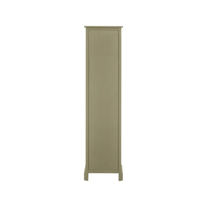 Olive Green Pine Wood 1 Door 3 Shelf Display Storage Unit with Matt Black Door Knob back view 153x38x30cm | Click Style