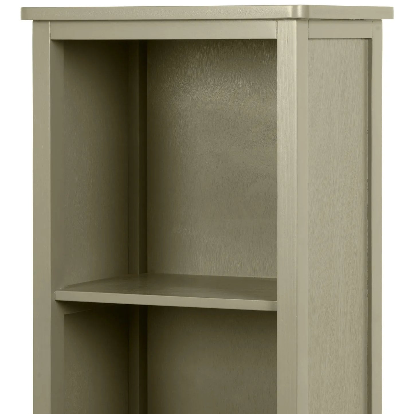 Olive Green Pine Wood 1 Door 3 Shelf Display Storage Unit with Matt Black Door Knob angled left top section view 153x38x30cm | Click Style