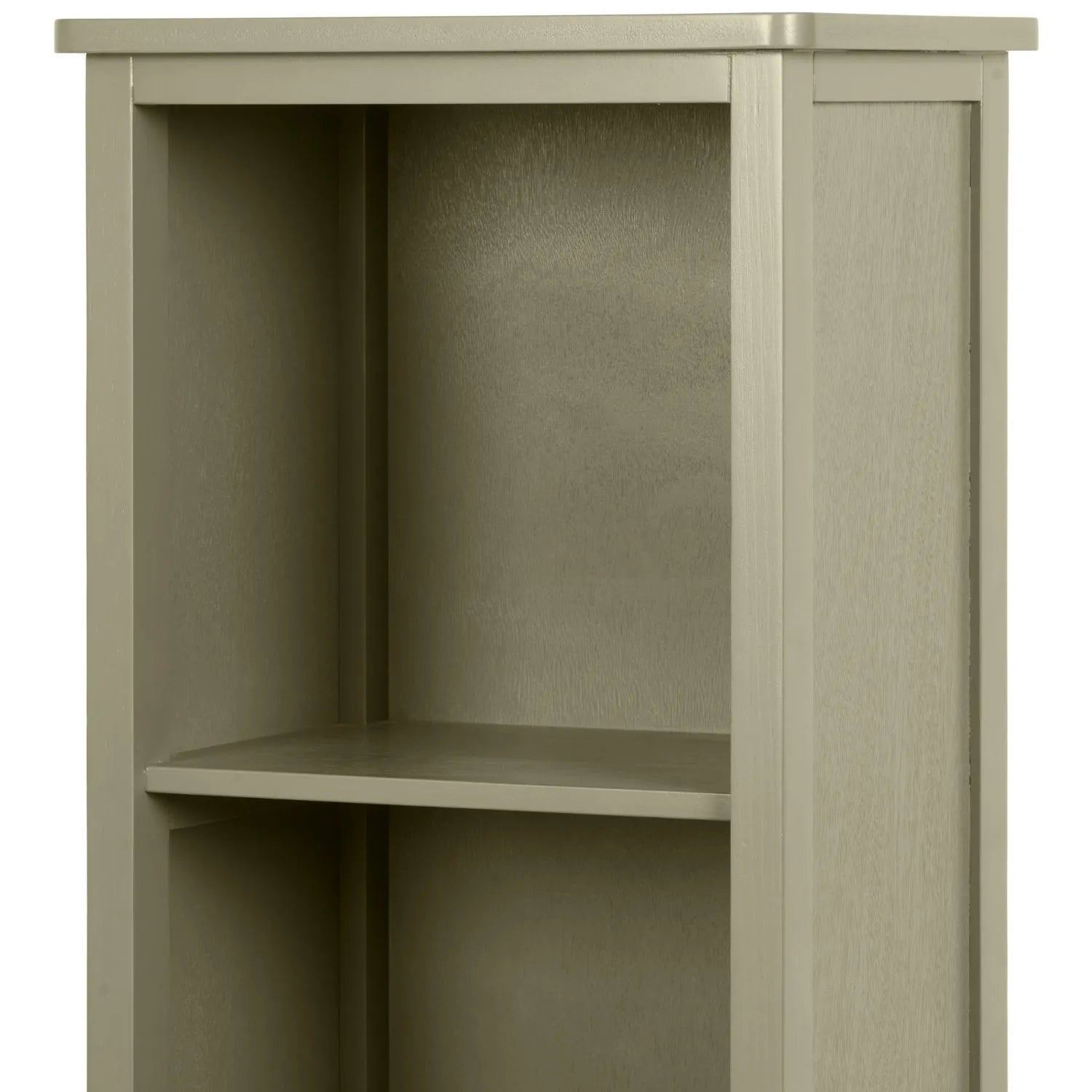 Olive Green Pine Wood 1 Door 3 Shelf Display Storage Unit with Matt Black Door Knob angled left top section view 153x38x30cm | Click Style