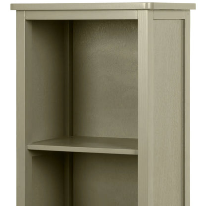 Olive Green Pine Wood 1 Door 3 Shelf Display Storage Unit with Matt Black Door Knob angled left top section view 153x38x30cm | Click Style