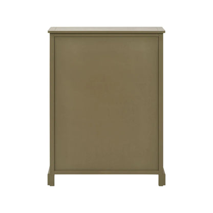 Olive Green Pine Wood 2 Drawer Shoe Storage Unit with Matt Black Cup Handles rear view 106x80x28cm | Click Style