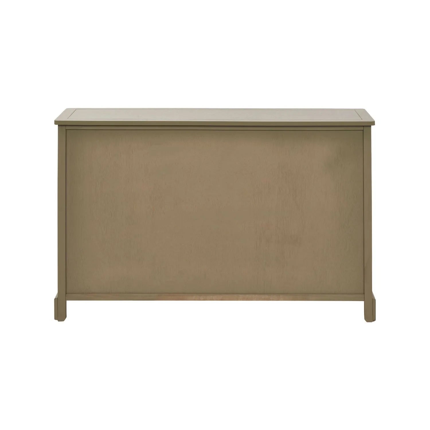 Olive Green Pine Wood 3 Door 3 Drawer Sideboard with Matt Black Cup Handles back view 75x120x35cm | Click Style