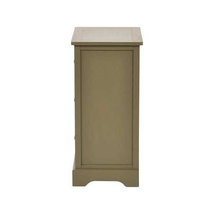 Olive Green Pine Wood 3 Drawer Chest of Drawers with Matt Black Cup Handles Side View | Click Style