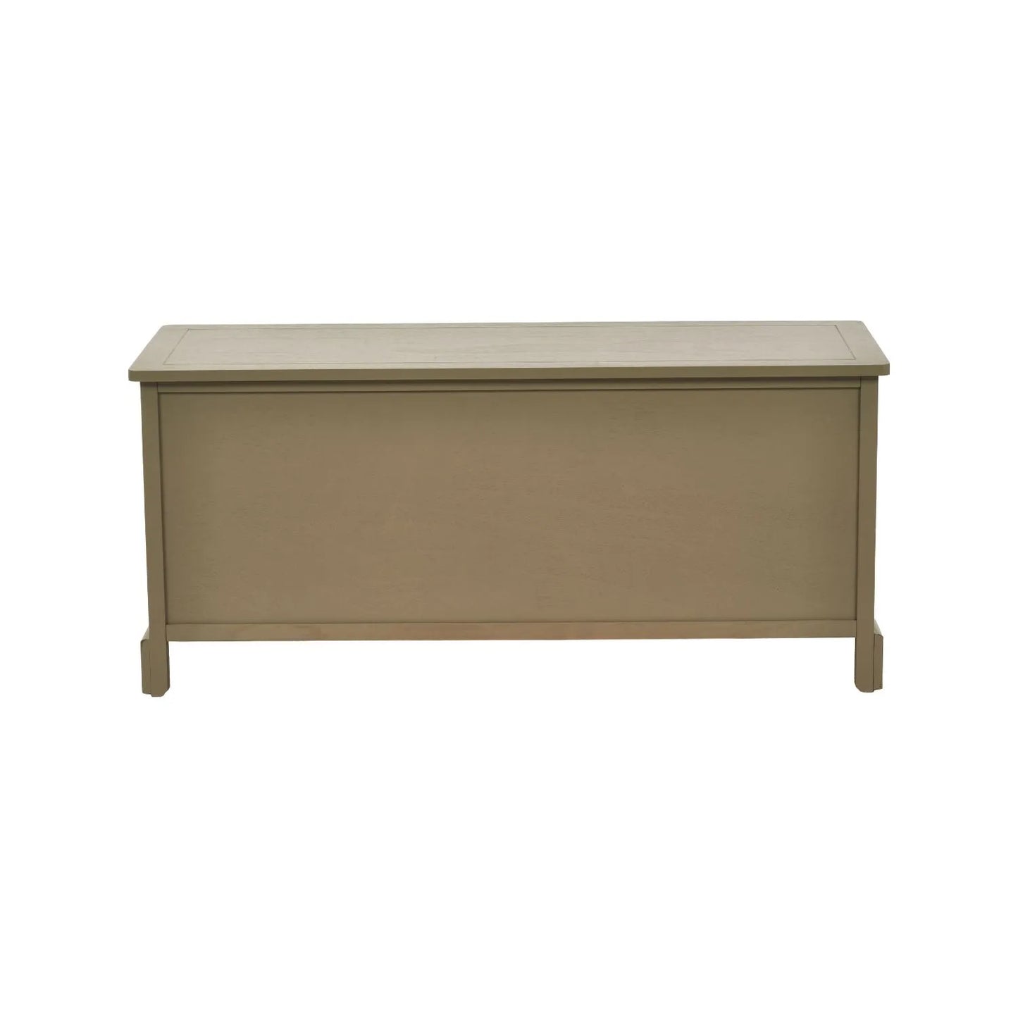 Olive Green Pine Wood Low 3 Drawer Storage Unit with Matt Black Cup Handles Back View 48x107x39cm | Click Style