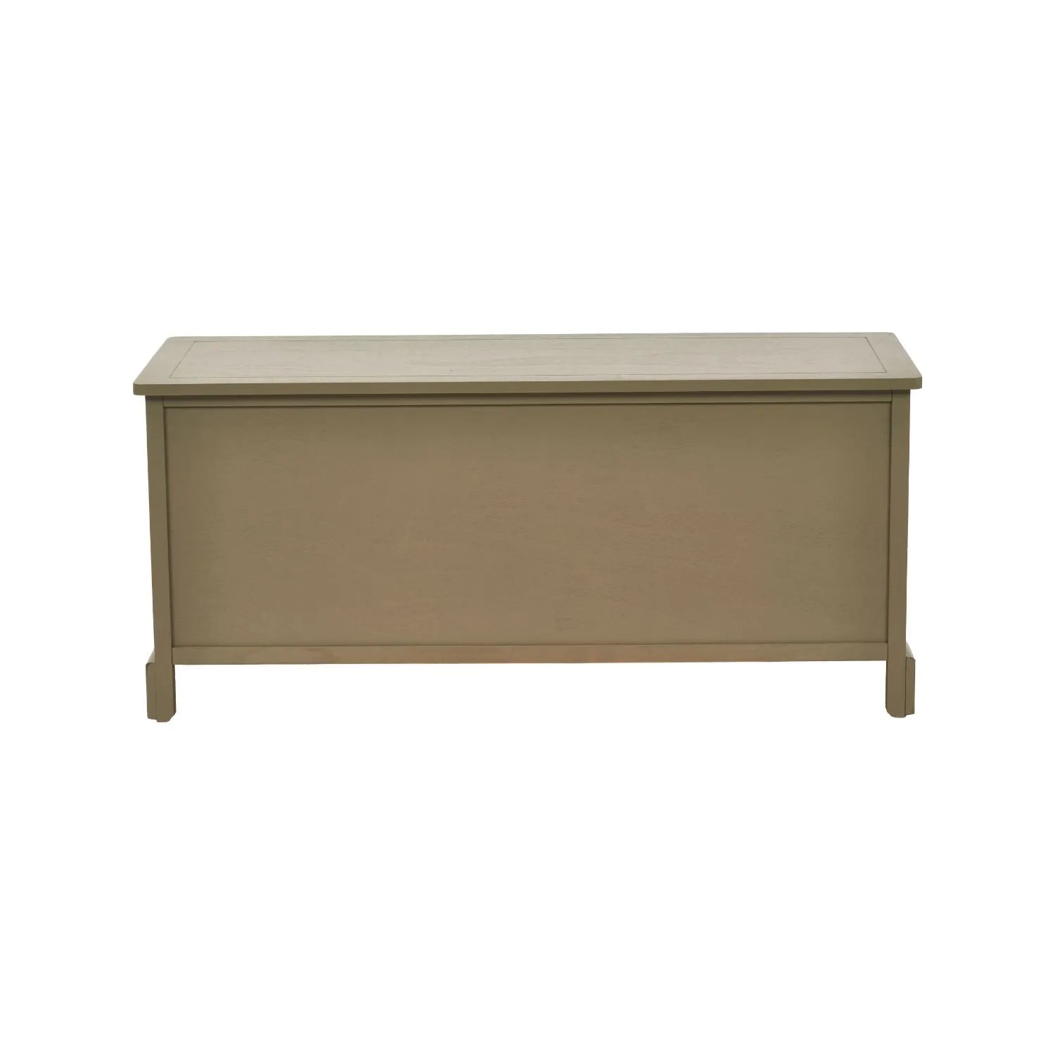 Olive Green Pine Wood Low 3 Drawer Storage Unit with Matt Black Cup Handles Back View 48x107x39cm | Click Style
