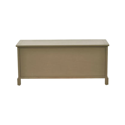 Olive Green Pine Wood Low 3 Drawer Storage Unit with Matt Black Cup Handles Back View 48x107x39cm | Click Style