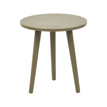 Olive Green Pine Wood Round Tripod Side Table three-quarter front view with tapered legs 42x40x40cm | Click Style