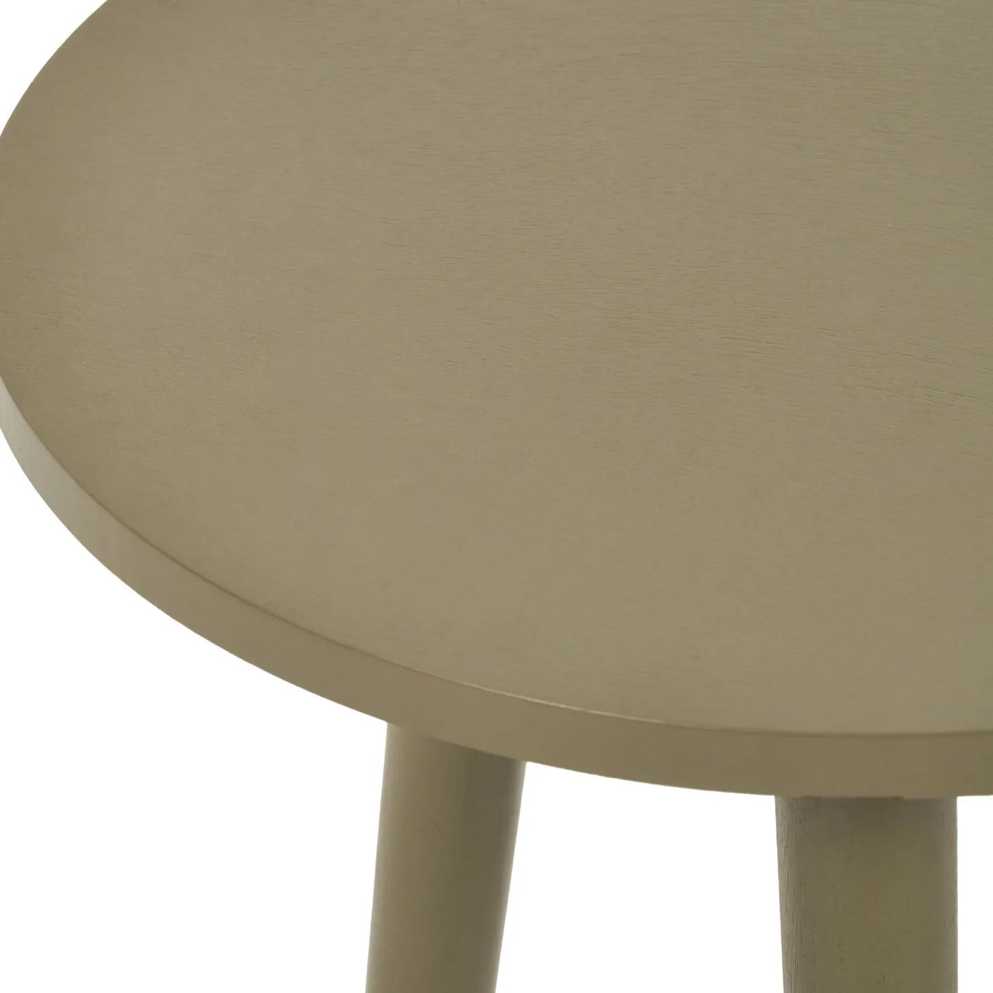 Olive Green Pine Wood Round Tripod Side Table close up of the tabletop showing the painted wood finish 42x40x40cm | Click Style
